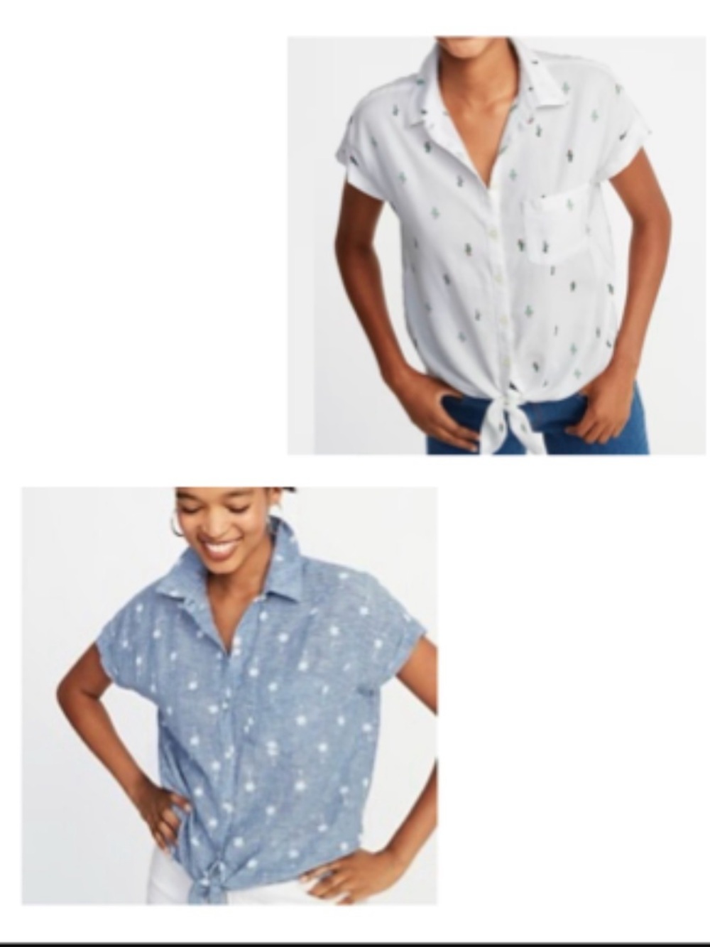 2x Old Navy Tie Front Button Down Shirt